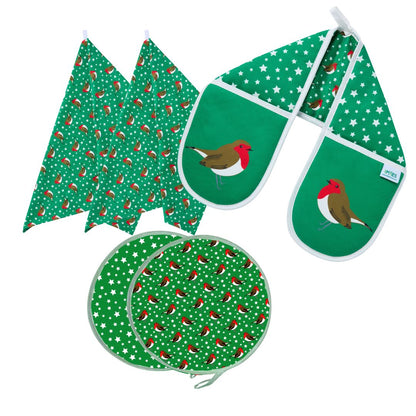 Aga Cover, Oven Gloves & Tea Towel Set: Robins: Pre-order