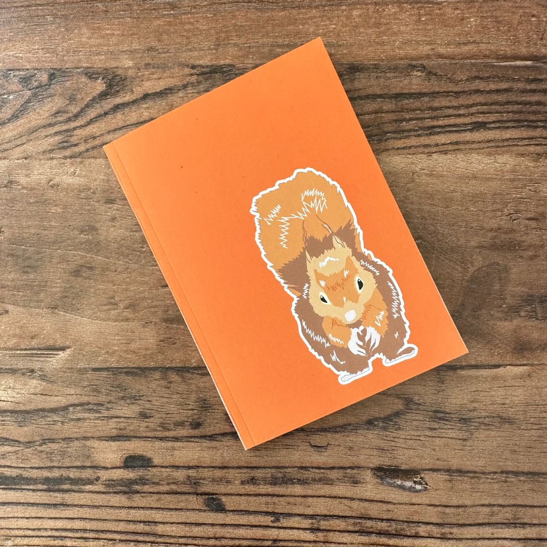 front cover of orange Red Squirrel design pocket notebook 