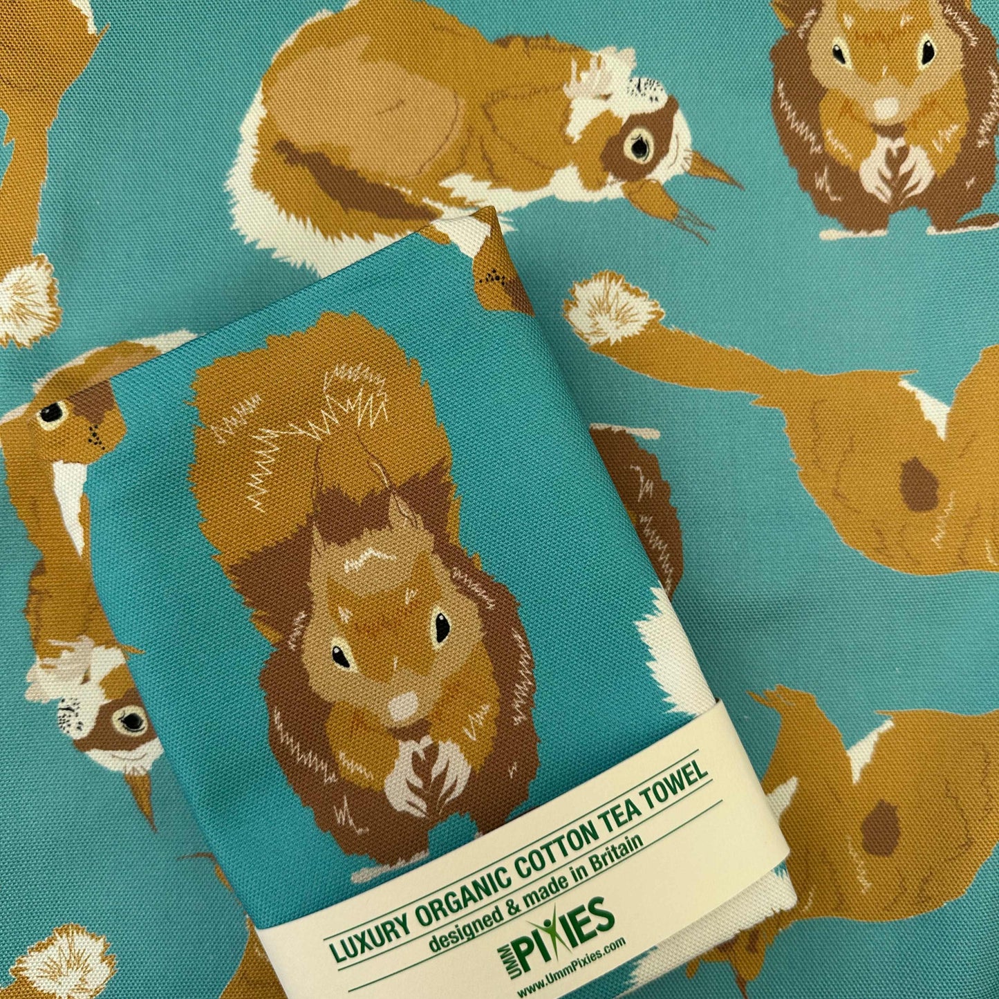 Red Squirrel Colourful Tea towel