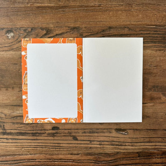 inside front cover of orange Red Squirrel design pocket notebook 