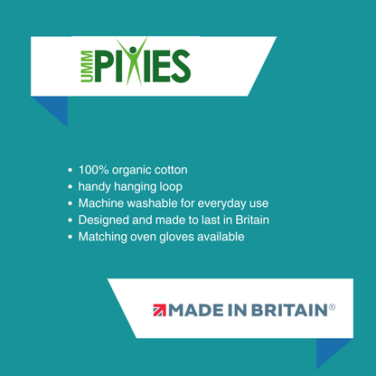 UmmPixies Tea Towel product features description on a plain background with brand logo.