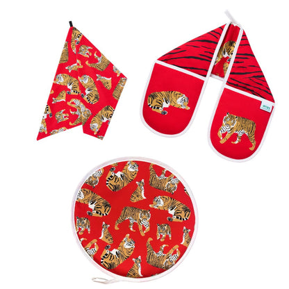 Aga Cover, Oven Gloves & Tea Towel Set: Tigers: Pre-order