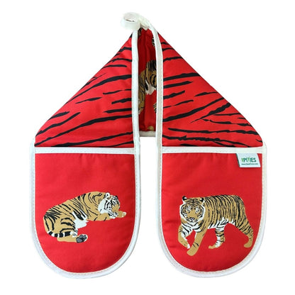 Red Tigers design organic cotton oven gloves