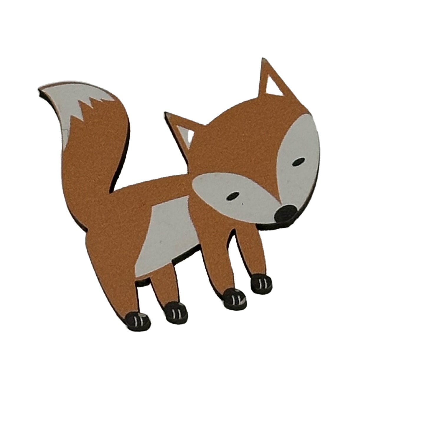 Walking Fox Wooden pin badge 