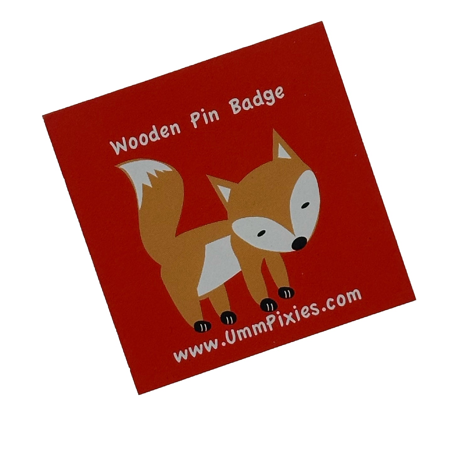 Walking Fox Wooden pin badge display card