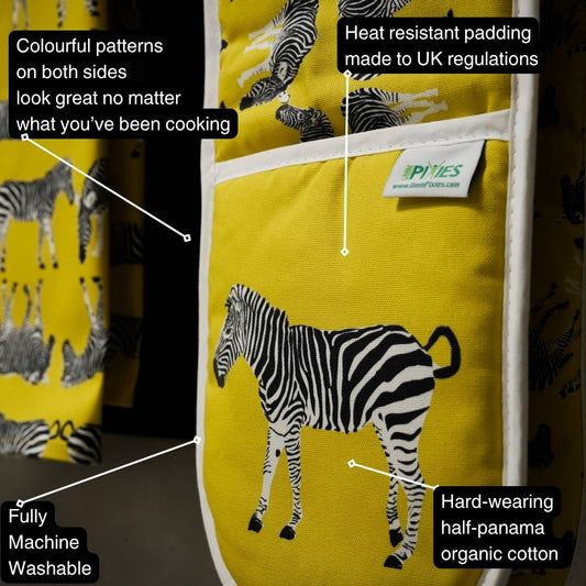 Zebras Colourful Double Oven Gloves