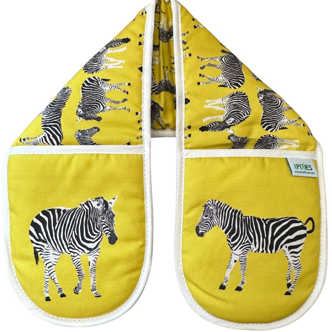  Yellow Zebra design oven gloves