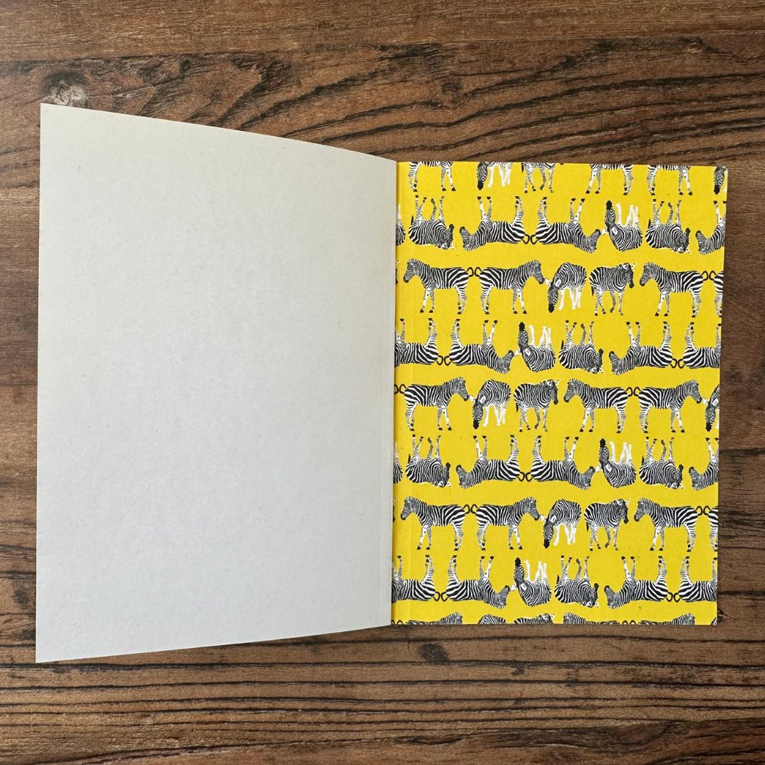 inside back cover of yellow zebra design pocket notebook 