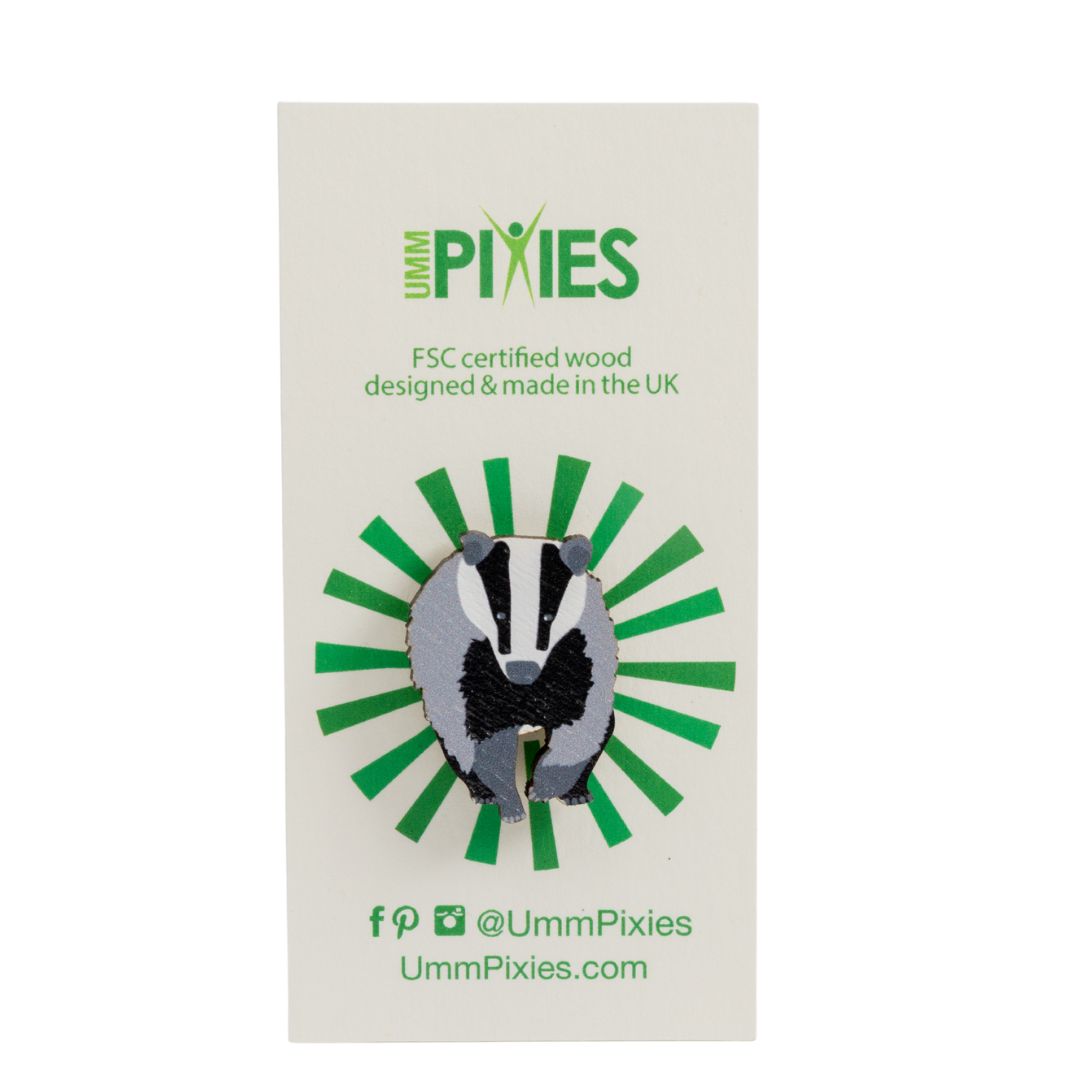 Badger Wooden Pin Badge
