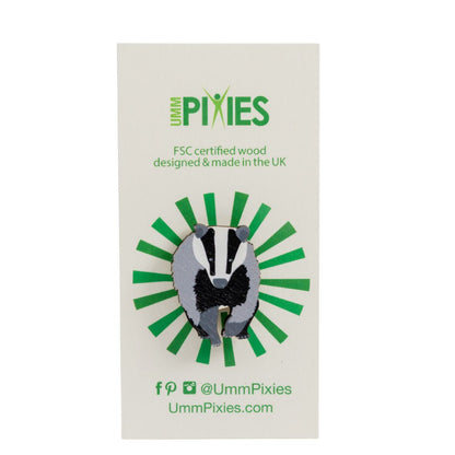 Badger Wooden Pin Badge