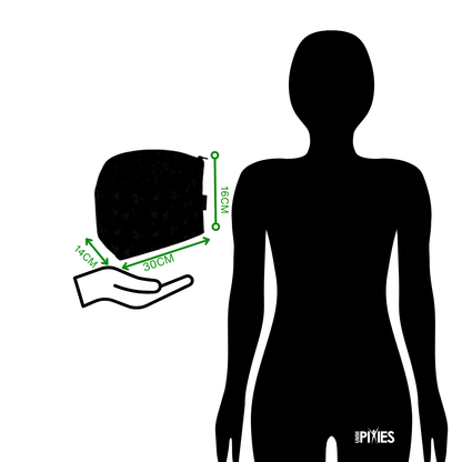 Silhouetted Ummpixies really useful bag shown against silhouetted human form