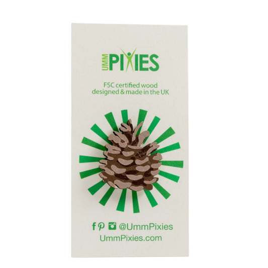 Pine Cone wooden pin badge