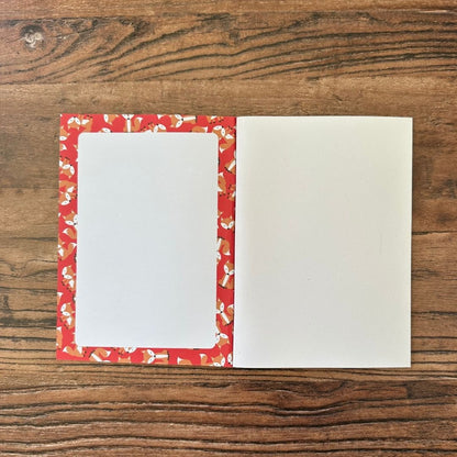 detail of the Inside front cover of fox pocket notebook showing design detail