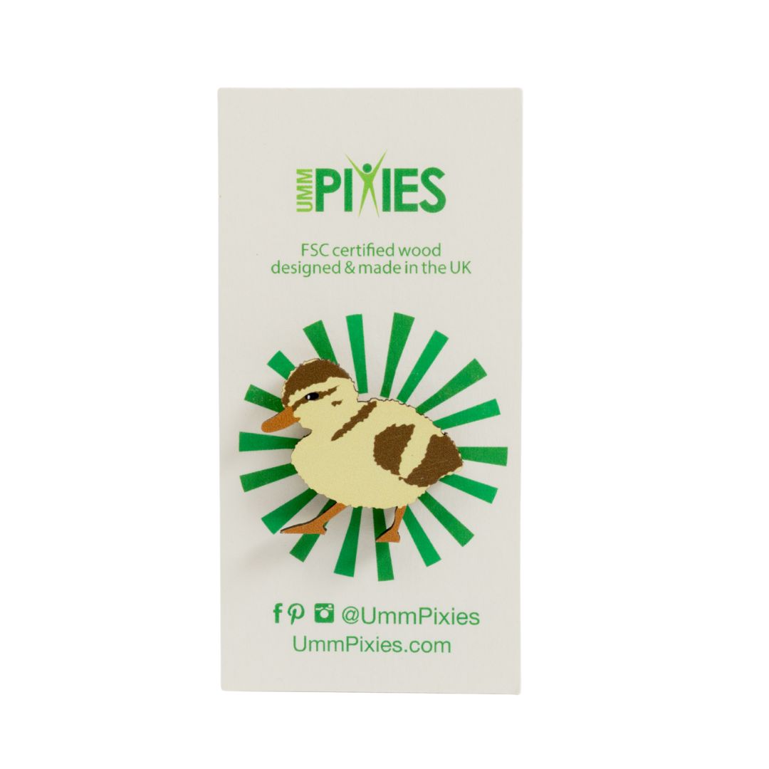 Chick wooden pin badge