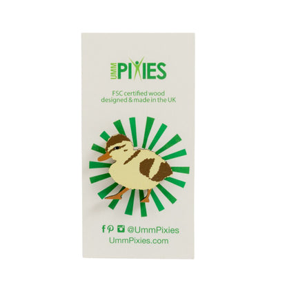 Chick wooden pin badge