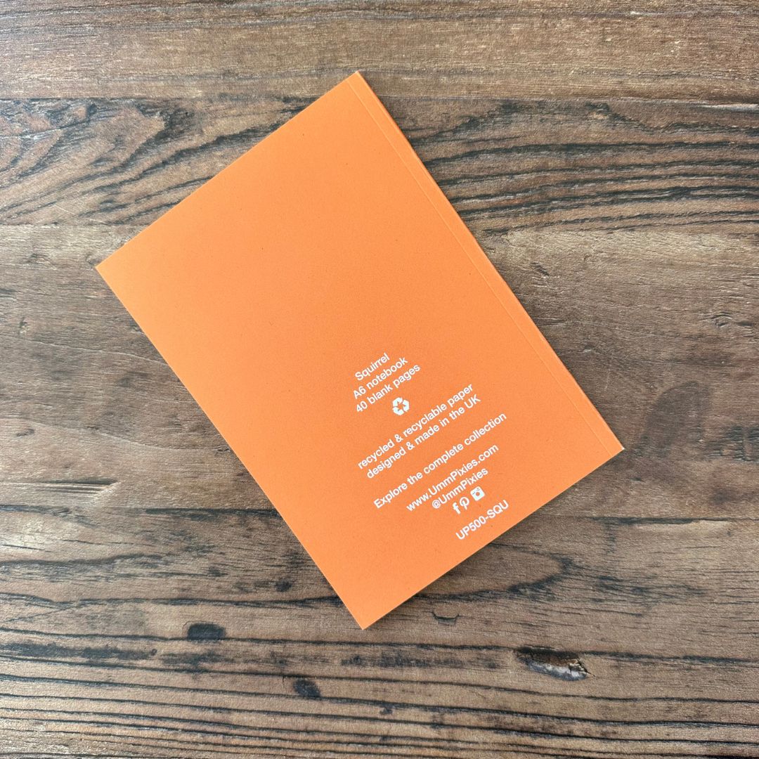 orange back cover of squirrel notebook