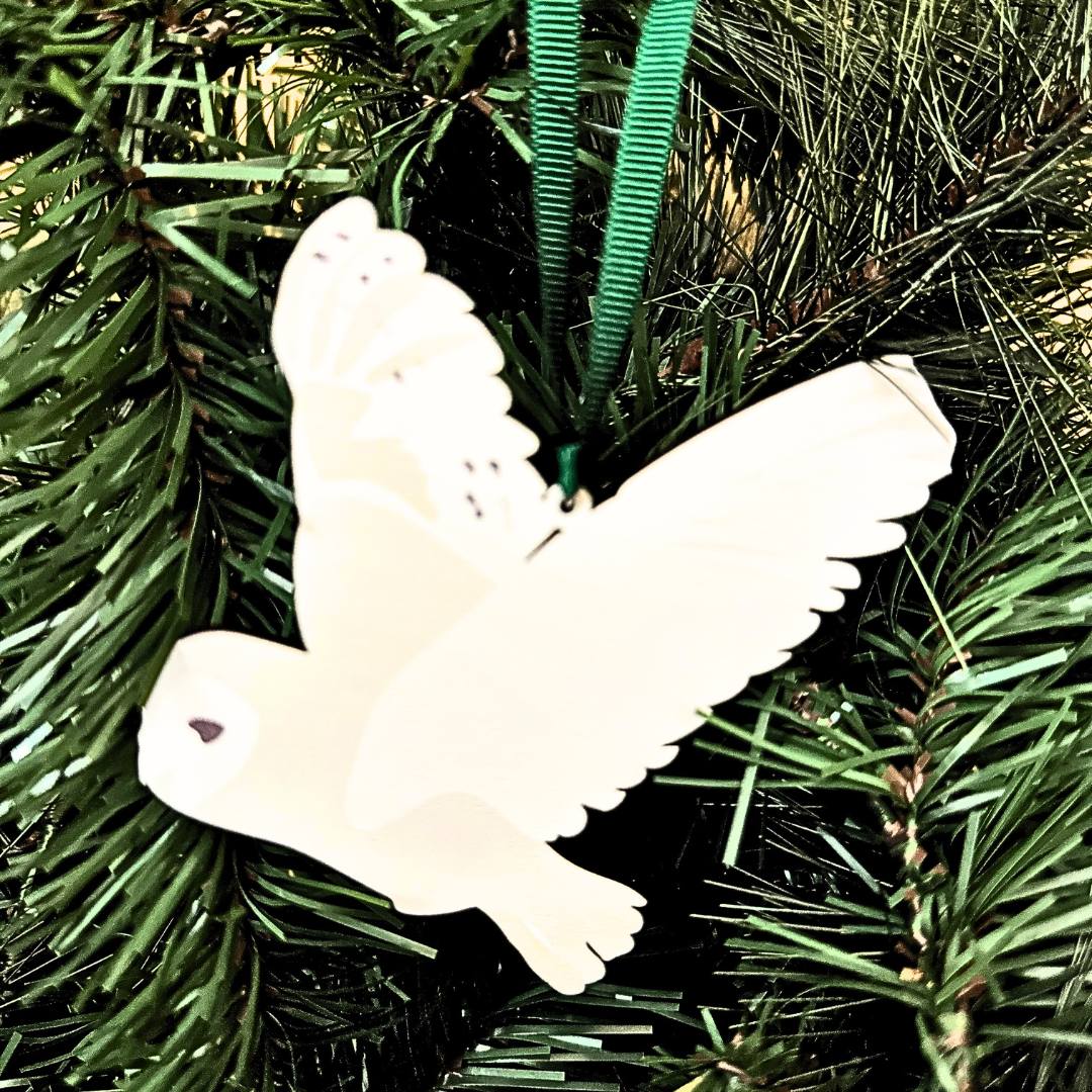 Barn British Owl wooden hanging decoration