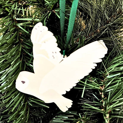 Barn British Owl wooden hanging decoration