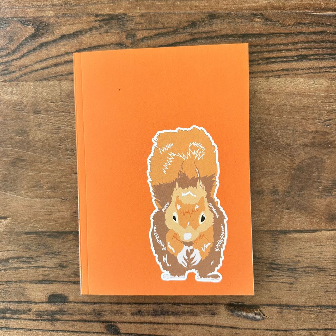 front cover of orange Red Squirrel design pocket notebook 