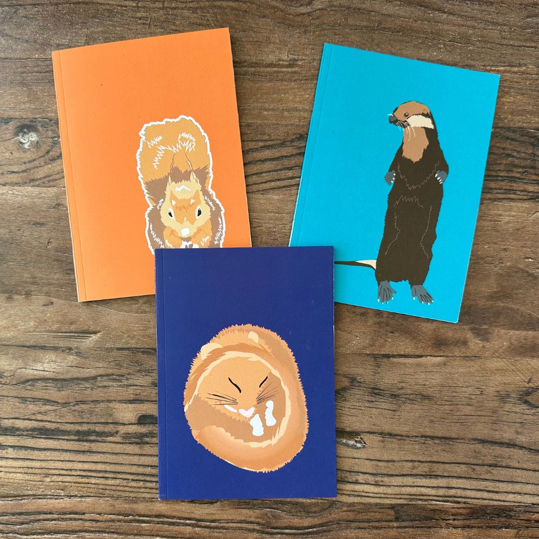 3 pocket notebooks on a wooden table