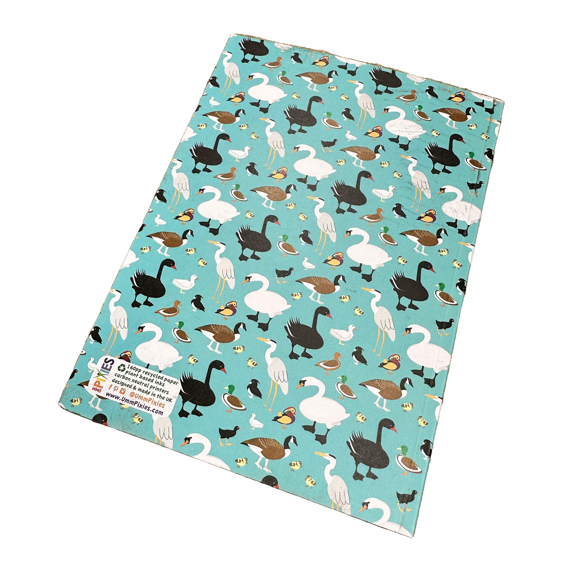 Back cover of the Ducks notebook, 160 page plain and ruled journal with duck design cover from ummPixies