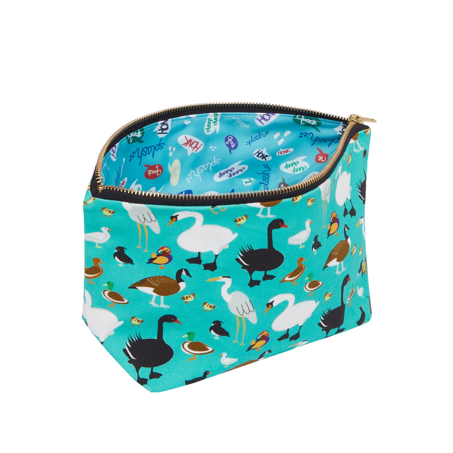 Duck bag with zipped closure . Organic cotton with printed waterproof lining