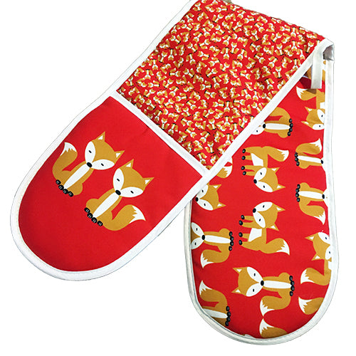 Red Fox Oven Gloves in Organic Cotton 