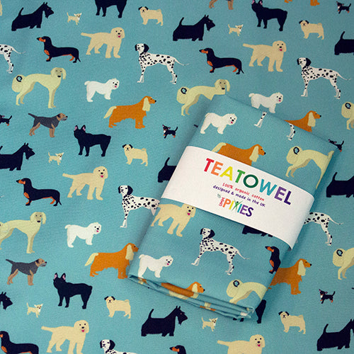 organic cotton dog tea towels designed and made in Britain